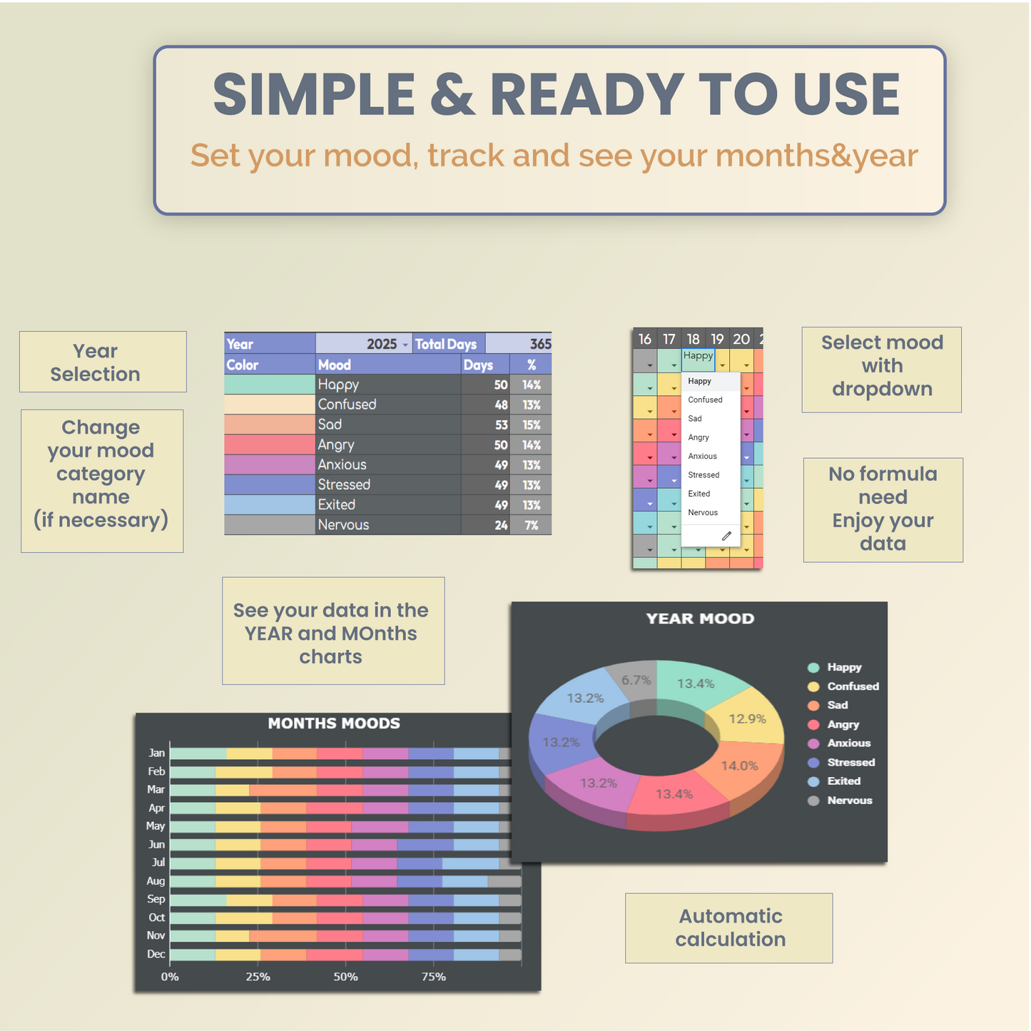 Digital YEAR Mood Tracker – How To Use