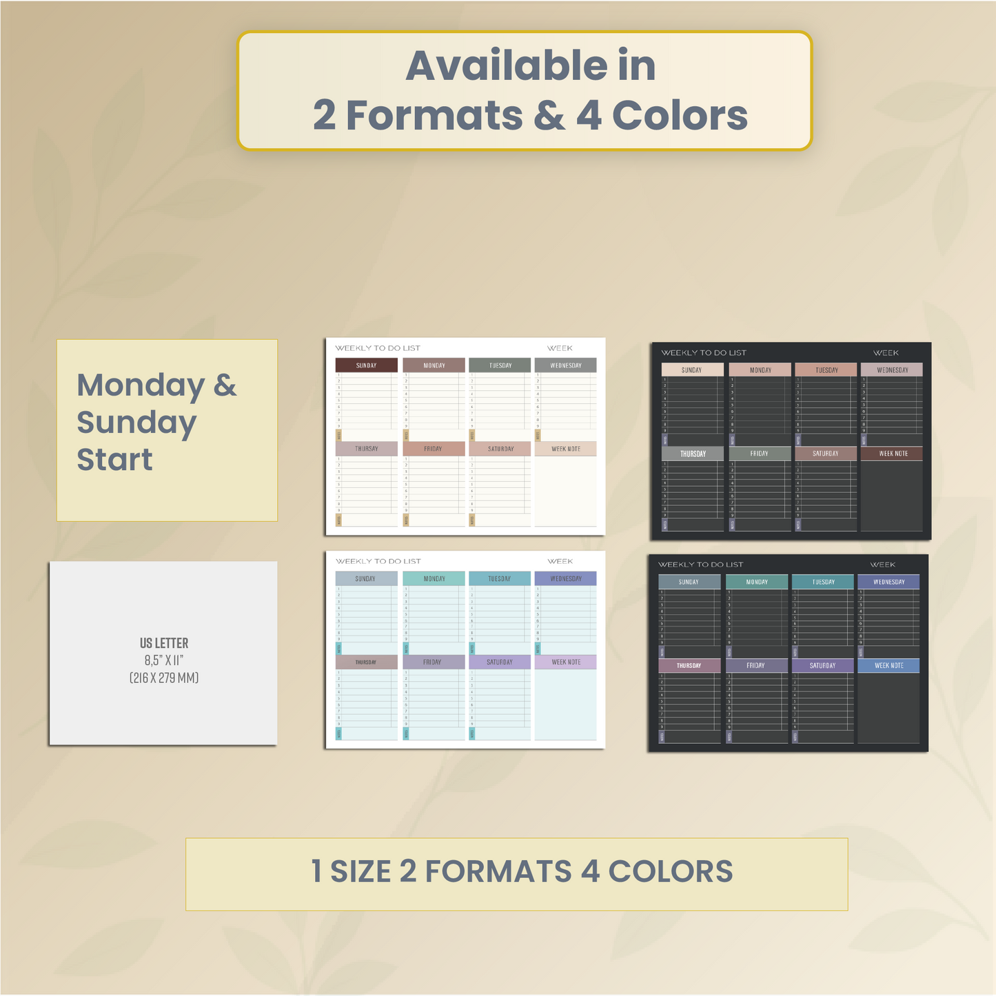 Weekly TODO List – Editable & Printable - Colors