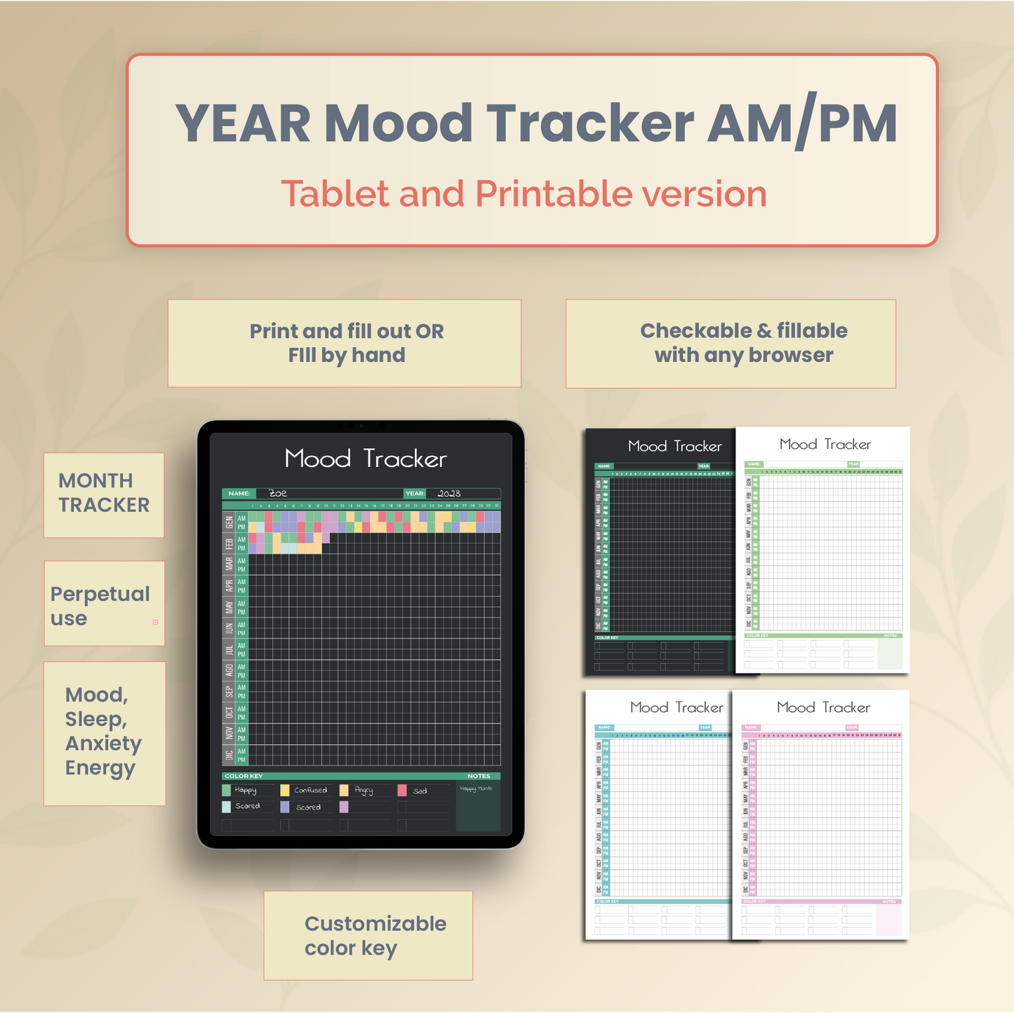 Mood Tracker Journal Bundle