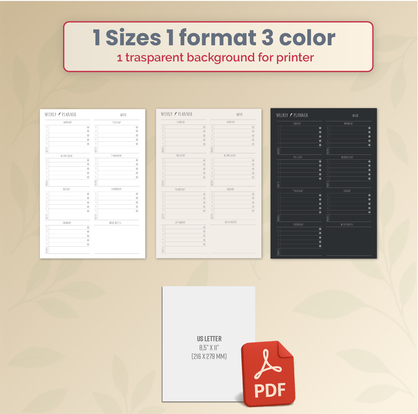 Editable Weekly To-Do List colors