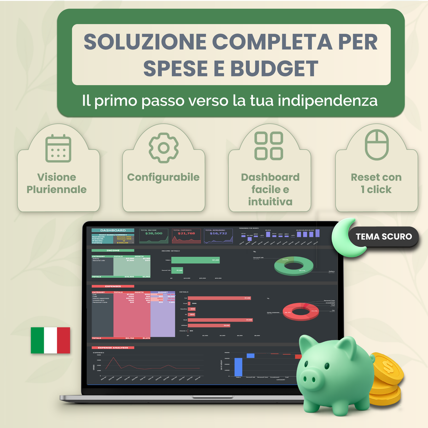 Google Sheets spese e budget screenshot italiano