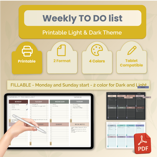 Weekly TODO List – Editable & Printable