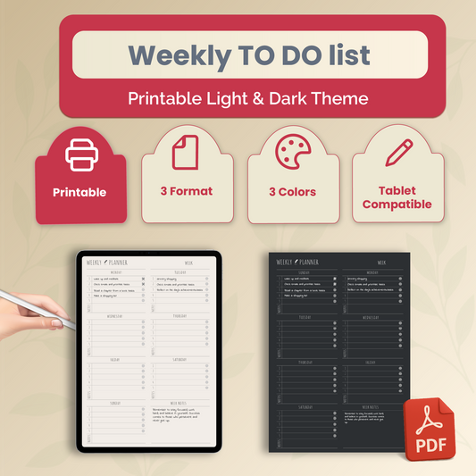 Editable Weekly To-Do List – Perfect for iPad, Tablet, Browser, or Paper